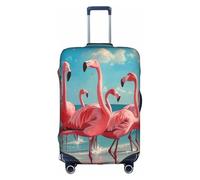 ZTPOWQA Flock of Pink Flamingos on The Beach Print Decorative Travel Luggage Cover Concealed Zipper Suitcases Anti Scratch Dustproof