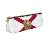 ZTPOWQA Florida State Flag Print Adults Triangular Pencil Case Stylish Large-Capacity Pouch Stationery Organizer