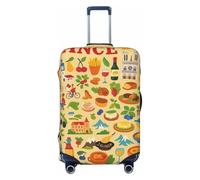 ZTPOWQA France Food Culture Art Print Print Washable Suitcase Cover Personalized Luggage Protector Travel Elastic Anti Scratch