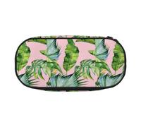 ZTPOWQA Fresh Banana Leaves Print Fashionable Pencil Case Functional Pen Pouch School Travel Office Use Convenience