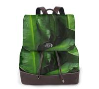 ZTPOWQA Fresh Banana Leaves Print Stylish Women'S Leather Backpack Travel Bag For Ladies Adjustable Straps Multiple