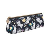 ZTPOWQA Fun cat Astronaut Print Teenagers Pencil Case Large Capacity High Organizer Bag School Daily Essentials