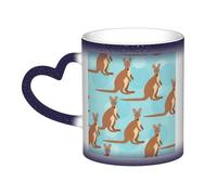 ZTPOWQA Funny for Kangaroo Zoo Print Starry Sky Color-Changing Heat-Sensitive Ceramic Mug Coffee Anniversary Holiday