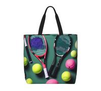ZTPOWQA Funny Tennis Racquets And Tennis Balls Print Eco-Friendly Extra-Large Organizer Bag Shoulder Tote Work Shopping Beach Travel