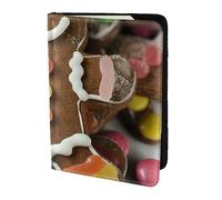 ZTPOWQA Gingerbread Man Candy Print Men Women Passport Travel Document Stylish Secure Wallet Leather Case Accessory