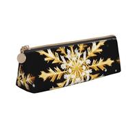 ZTPOWQA Golden Christmas Snowflake Print Teenagers Pencil Case Large Capacity High Organizer Bag School Daily Essentials