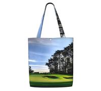 ZTPOWQA Golf Course And Tree Print Canvas Shoulder Bag Large Capacity Tote Shopping Everyday Use Weekend Adventures