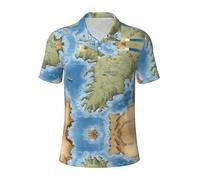 ZTPOWQA Greece Map Print Polo Shirts Short Sleeve Tees Breathable Golf Work Outdoor Activities Casual Wear Black