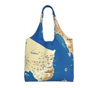 ZTPOWQA Greece Map Print Print Extra-Large Canvas Tote Bag Eco-Friendly Shoulder Bags Shopping Travel Daily Handbag
