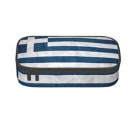 ZTPOWQA Greek Flag Print Pencil Case Functional Stylish Teenagers Girls Adults School College Everyday Use