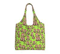 ZTPOWQA Green Clever Monkey Print Extra-Large Canvas Tote Bag Eco-Friendly Shoulder Bags Shopping Travel Daily Handbag