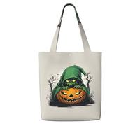 ZTPOWQA Green Ghost Horror Halloween Pumpkin 1 Print Canvas Shoulder Bag Large Capacity Tote Shopping Everyday Use Weekend Adventures