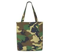 ZTPOWQA Green Military Camo Print Canvas Shoulder Bag Large Capacity Tote Shopping Everyday Use Weekend Adventures