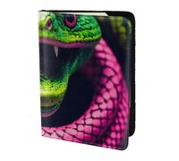 ZTPOWQA Green Snake Print Men Women Passport Travel Document Stylish Secure Wallet Leather Case Accessory