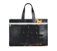 ZTPOWQA Halloween Goth Print Foldable Canvas Tote File Bag Document Office Travel Business Meetings Storage Bags