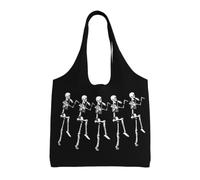 ZTPOWQA Halloween Posable Skeleton Skull Print Extra-Large Canvas Tote Bag Eco-Friendly Shoulder Bags Shopping Travel Daily Handbag