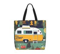 ZTPOWQA Happy Bus Camper Print Eco-Friendly Extra-Large Organizer Bag Shoulder Tote Work Shopping Beach Travel