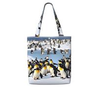 ZTPOWQA Happy Penguin Print Canvas Shoulder Bag Large Capacity Tote Shopping Everyday Use Weekend Adventures