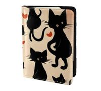 ZTPOWQA Happy Walking Kitty Print Men Women Passport Travel Document Stylish Secure Wallet Leather Case Accessory