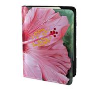 ZTPOWQA Hawaii Pink Flower Print Men Women Passport Travel Document Stylish Secure Wallet Leather Case Accessory
