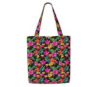 ZTPOWQA Hawaiian Flower Print Canvas Shoulder Bag Large Capacity Tote Shopping Everyday Use Weekend Adventures