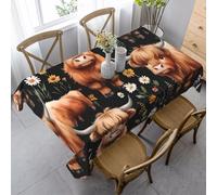 ZTPOWQA Highland Cow Print Dining Tablecloth 35x55 In Rectangle Tablecloth Waterproof Reusable Dining Party