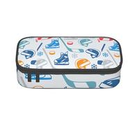 ZTPOWQA Hockey Elements Creative Patterned Print Pencil Case Functional Stylish Teenagers Girls Adults School College Everyday Use