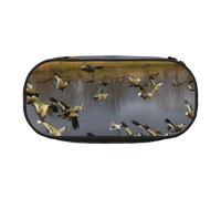 ZTPOWQA Hunting Flying Wild Ducks Print Fashionable Pencil Case Functional Pen Pouch School Travel Office Use Convenience