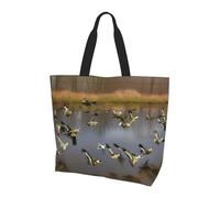 ZTPOWQA Hunting Flying Wild Ducks Print Large Capacity Shoulder Bag Unisex Lightweight Tote Casual Outings Daily Travel