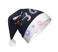 ZTPOWQA I Love You Words With Hearts Print Christmas Hat Santa Hats Light Up Led Supply