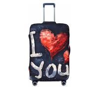 ZTPOWQA I Love You Words with Hearts Print Washable Suitcase Cover Personalized Luggage Protector Travel Elastic Anti Scratch