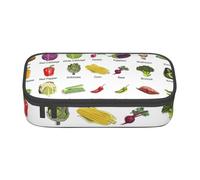 ZTPOWQA Introduction of Various Vegetables Print Pencil Case Functional Stylish Teenagers Girls Adults School College Everyday Use