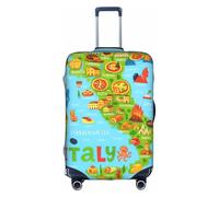 ZTPOWQA Italy Map with Food Icons Print Decorative Travel Luggage Cover Concealed Zipper Suitcases Anti Scratch Dustproof