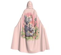 ZTPOWQA Koala Bear Print 190cm Hooded Witch Cloak Adult Halloween | Costume Cape Cosplay Unisex Gowns Wizard Fancy Dress Festival Renaissance