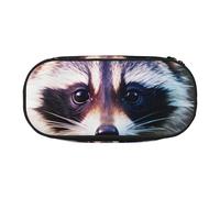 ZTPOWQA Little Raccoon Face 1 Print Fashionable Pencil Case Functional Pen Pouch School Travel Office Use Convenience