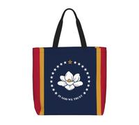 ZTPOWQA Mississippi State Flag Print Eco-Friendly Extra-Large Organizer Bag Shoulder Tote Work Shopping Beach Travel
