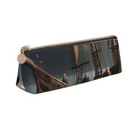 ZTPOWQA Nordic Pirate Ship Print Adults Triangular Pencil Case Stylish Large-Capacity Pouch Stationery Organizer