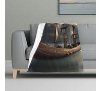 ZTPOWQA Nordic Pirate Ship Print Soft Warm Cozy Flannel Blanket for Bed Couch Travel Camping Washable Winter Autumn