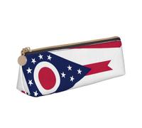 ZTPOWQA Ohio State Flag Print Adults Triangular Pencil Case Stylish Large-Capacity Pouch Stationery Organizer