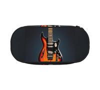 ZTPOWQA Orange Electric Guitars Print Fashionable Pencil Case Functional Pen Pouch School Travel Office Use Convenience