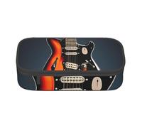 ZTPOWQA Orange Electric Guitars Print Pencil Case Functional Stylish Teenagers Girls Adults School College Everyday Use