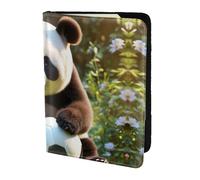 ZTPOWQA Panda Print Men Women Passport Travel Document Stylish Secure Wallet Leather Case Accessory