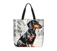 ZTPOWQA Parisian Dachshund Print Eco-Friendly Extra-Large Organizer Bag Shoulder Tote Work Shopping Beach Travel