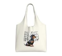 ZTPOWQA Parisian Dachshund Print Extra-Large Canvas Tote Bag Eco-Friendly Shoulder Bags Shopping Travel Daily Handbag