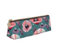 ZTPOWQA Pastel Poppies Print Adults Triangular Pencil Case Stylish Large-Capacity Pouch Stationery Organizer