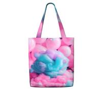 ZTPOWQA Pink Cotton Candy Print Canvas Shoulder Bag Large Capacity Tote Shopping Everyday Use Weekend Adventures
