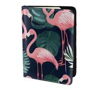 ZTPOWQA Pink Flamingo Print Men Women Passport Travel Document Stylish Secure Wallet Leather Case Accessory
