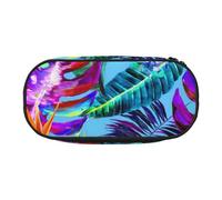 ZTPOWQA Pink Flower Tropical Plant Print Fashionable Pencil Case Functional Pen Pouch School Travel Office Use Convenience