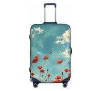 ZTPOWQA Poppies on Blue Sky Print Decorative Travel Luggage Cover Concealed Zipper Suitcases Anti Scratch Dustproof