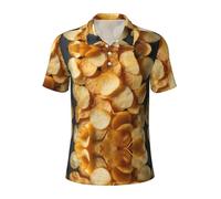 ZTPOWQA Potato Chips Print Polo Shirts Short Sleeve Tees Breathable Golf Work Outdoor Activities Casual Wear Black